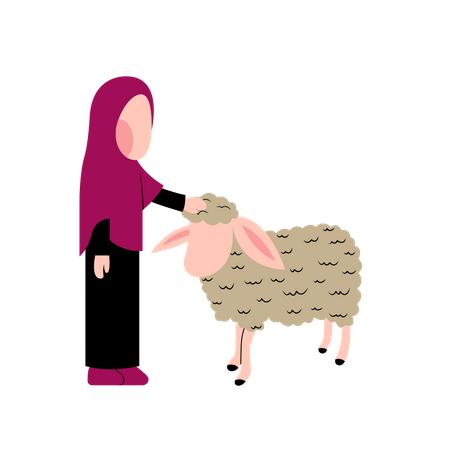 Fille musulmane avec des moutons  Illustration