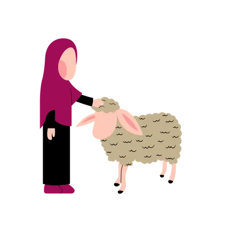 Fille musulmane avec des moutons  Illustration