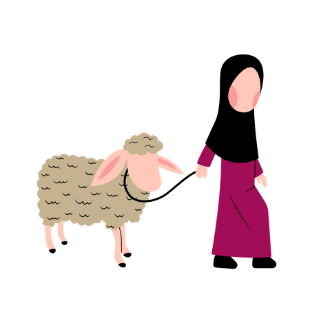 Fille musulmane avec des moutons  Illustration