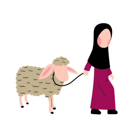 Fille musulmane avec des moutons  Illustration