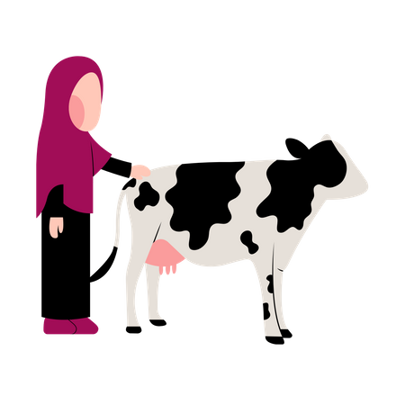 Fille musulmane avec vache  Illustration