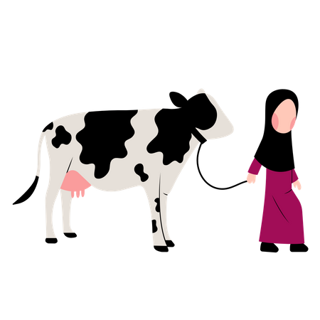 Fille musulmane avec vache  Illustration