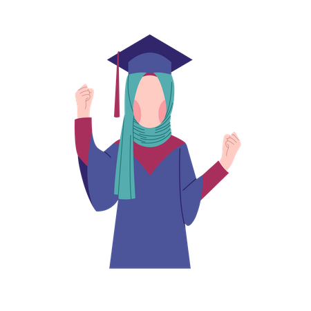 Une fille musulmane célèbre son diplôme  Illustration