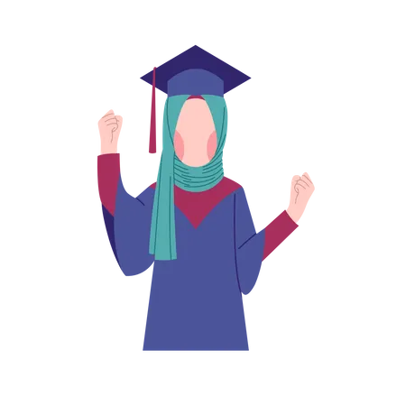 Une fille musulmane célèbre son diplôme  Illustration