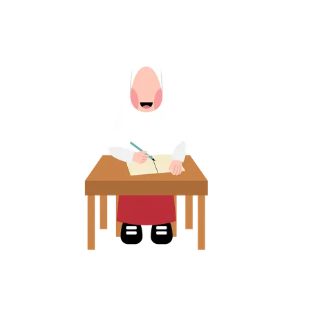 Fille musulmane étudiant  Illustration