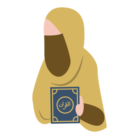 Une fille musulmane lit un livre musulman  Illustration