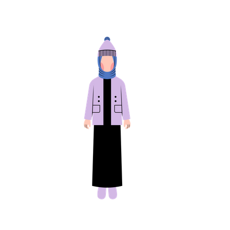 Fille musulmane portant une veste d'hiver  Illustration