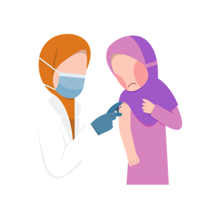 Vaccination d'une fille musulmane par un médecin musulman  Illustration