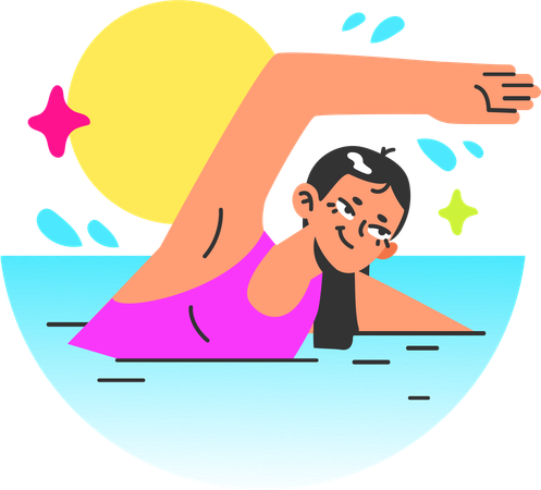 Fille nageant dans la piscine  Illustration