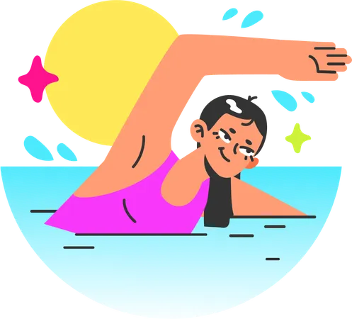 Fille nageant dans la piscine  Illustration