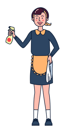 Fille nettoyant le miroir  Illustration
