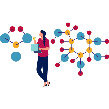 Fille notant la structure d'un atome  Illustration