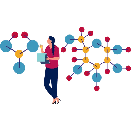 Fille notant la structure d'un atome  Illustration