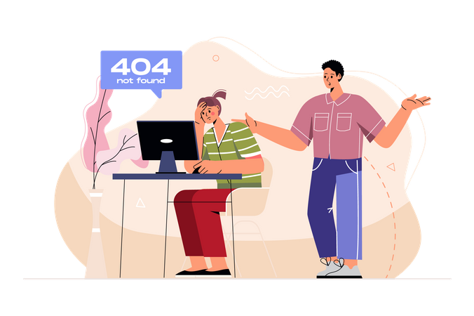 Une fille reçoit une erreur 404  Illustration