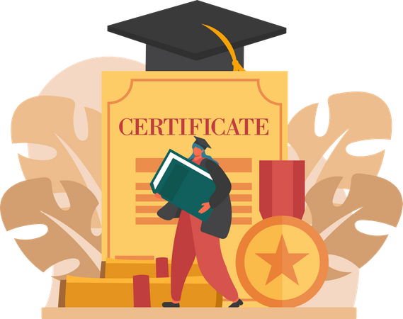 Fille obtenant un certificat de fin d'études  Illustration