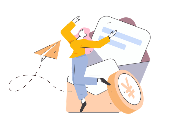 Fille recevant du courrier financier  Illustration