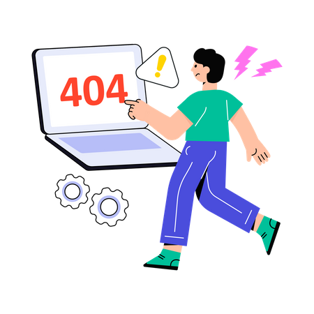 Une fille reçoit l'erreur 404  Illustration