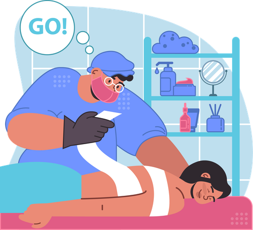 Fille recevant un massage corporel  Illustration