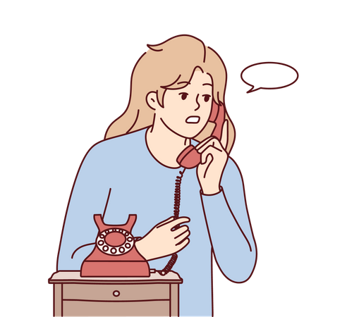 Fille parlant au téléphone  Illustration