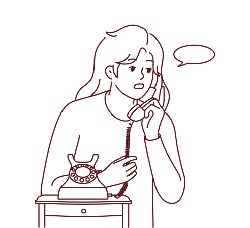 Fille parlant au téléphone  Illustration