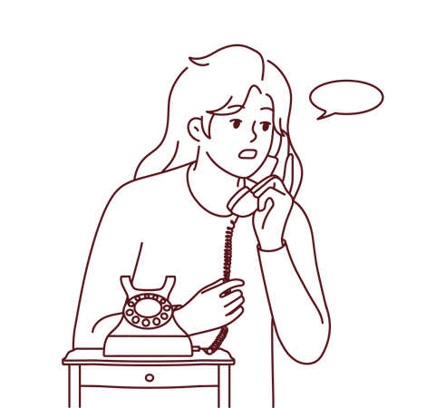 Fille parlant au téléphone  Illustration