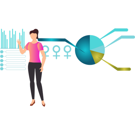 Fille parlant du diagramme économique  Illustration