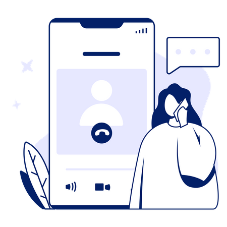 Fille parlant sur appel  Illustration