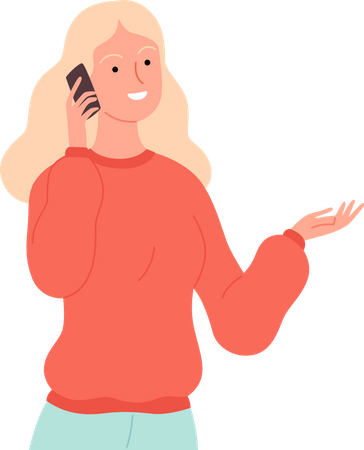 Fille parlant sur Smartphone  Illustration