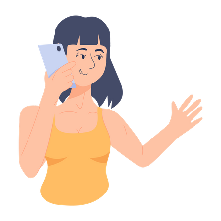 Fille parlant sur Smartphone  Illustration