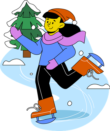 Fille patinage sur glace  Illustration