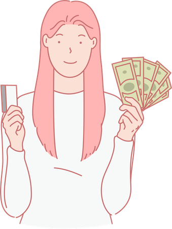 Fille payant par carte  Illustration