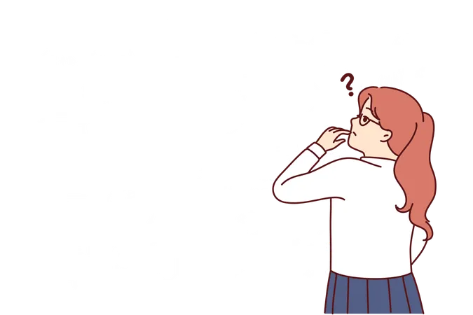 La fille pense à la formule mathématique  Illustration