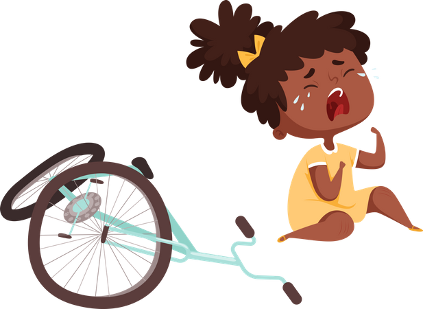 Fille qui pleure à cause d'une chute du cycle  Illustration