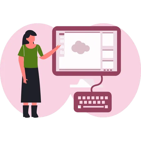 Fille montrant le cloud computing  Illustration