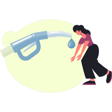 Fille pointant du doigt le pistolet à essence  Illustration