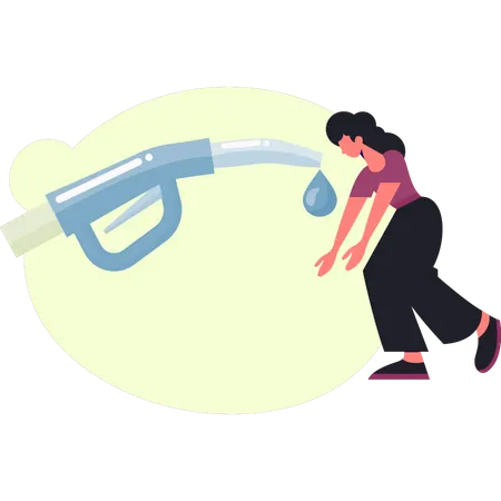 Fille pointant du doigt le pistolet à essence  Illustration