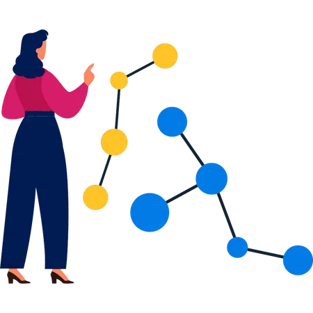 Fille montrant la structure de l'atome  Illustration