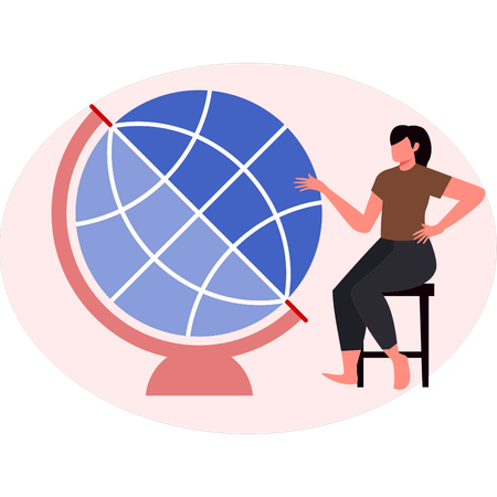 Fille pointant le globe  Illustration