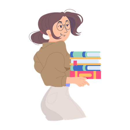 Fille portant des livres  Illustration