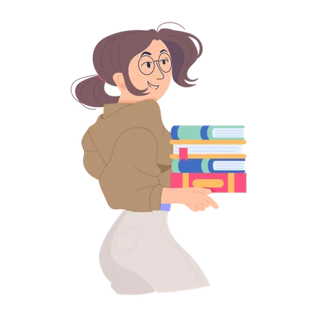 Fille portant des livres  Illustration