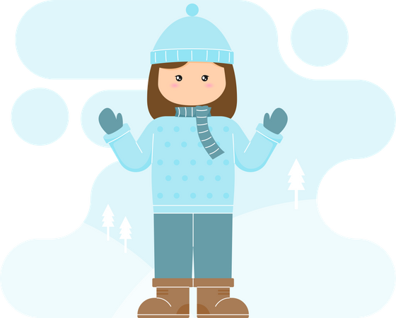 Fille portant des vêtements d'hiver  Illustration