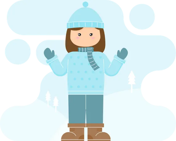 Fille portant des vêtements d'hiver  Illustration