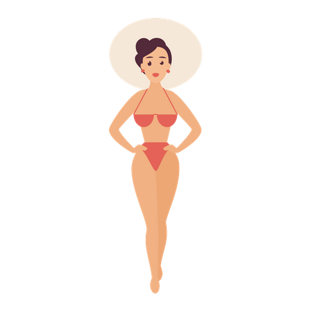 Fille portant un bikini à la plage  Illustration