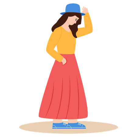 Fille portant un chapeau  Illustration