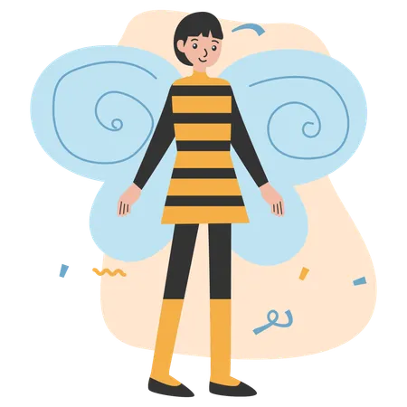 Fille portant un costume d'abeille  Illustration