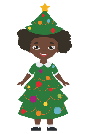 Fille portant un costume d'arbre de Noël  Illustration