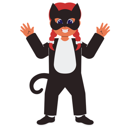 Fille portant un costume de chat  Illustration