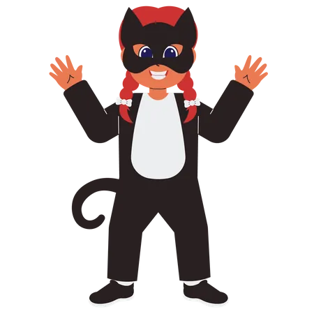 Fille portant un costume de chat  Illustration