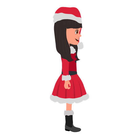 Fille portant un costume de père Noël  Illustration