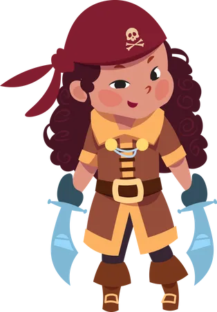 Fille portant un costume de pirate  Illustration